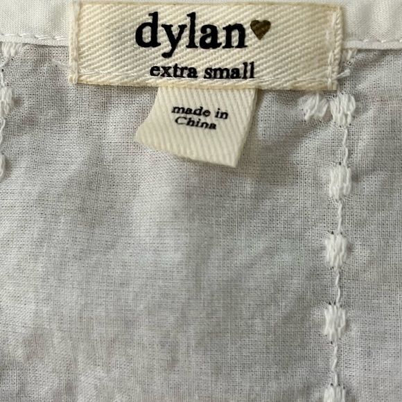 Dylan Botanical Blooms 100% Cotton White Eyelet Tunic Top Cottagecore XS Boho - Picture 9 of 13